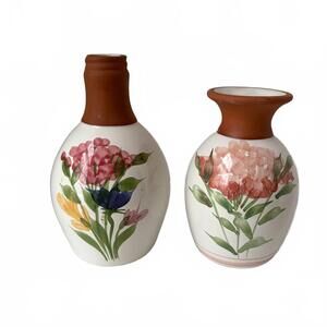 Vintage Pair of hand-painted ceramic vases by Emerson Creek Pottery